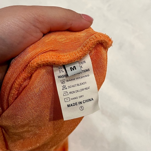 Orange Ruched One Shoulder Top - Picture 2 of 4